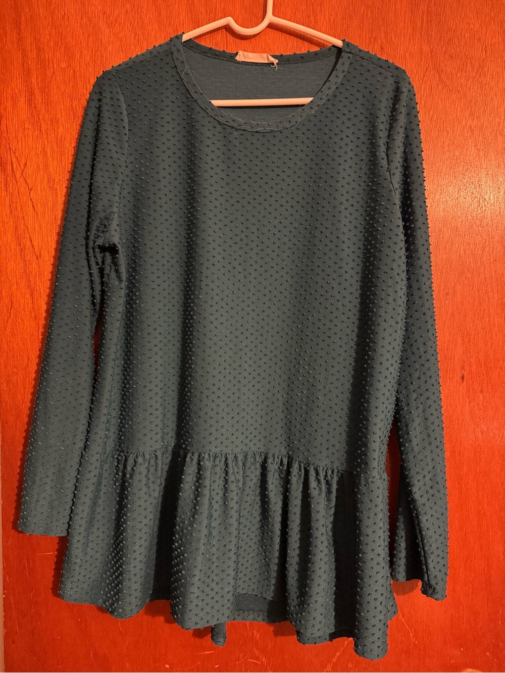 Modern Soul Dark Teal Long-Sleeve Peplum Blouse